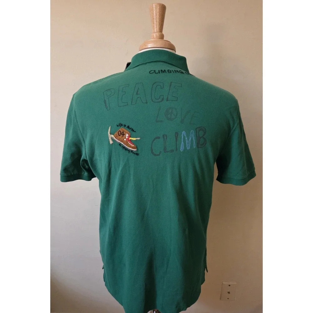 NWT Polo Ralph Lauren Men's M Classic-Fit Peace Climb Love Green Polo Shirt Embr